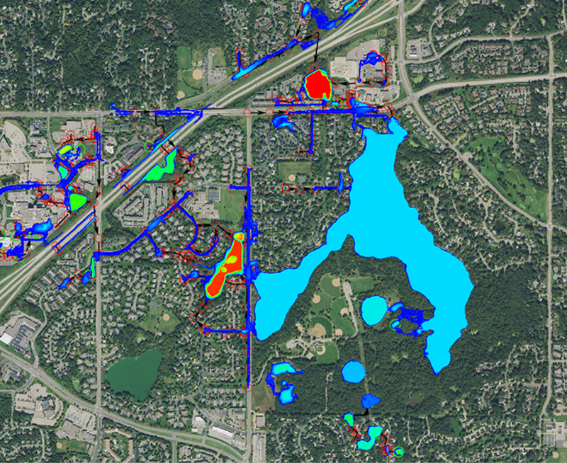Burnsville City-Wide 2D Storm Sewer System Model, Resiliency Study, and Lake Level Analysis